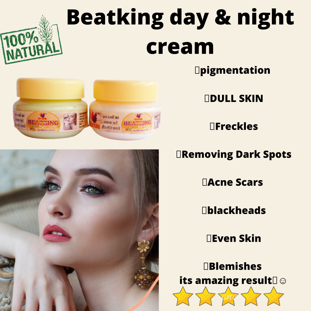 beatking day&night cream for pigmentation |Removing Dark Spots | Acne Scars | blackheads, Even Skin, Blemishes | its sure resulted (30 gm) 2pcs