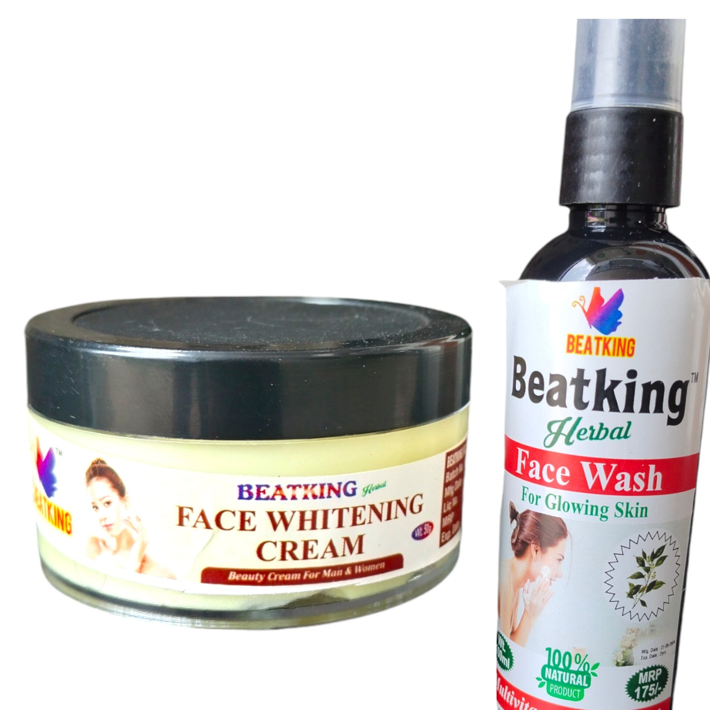 beatking face whitening cream and facewash , reduce dark spot and brightens skin tone 50g