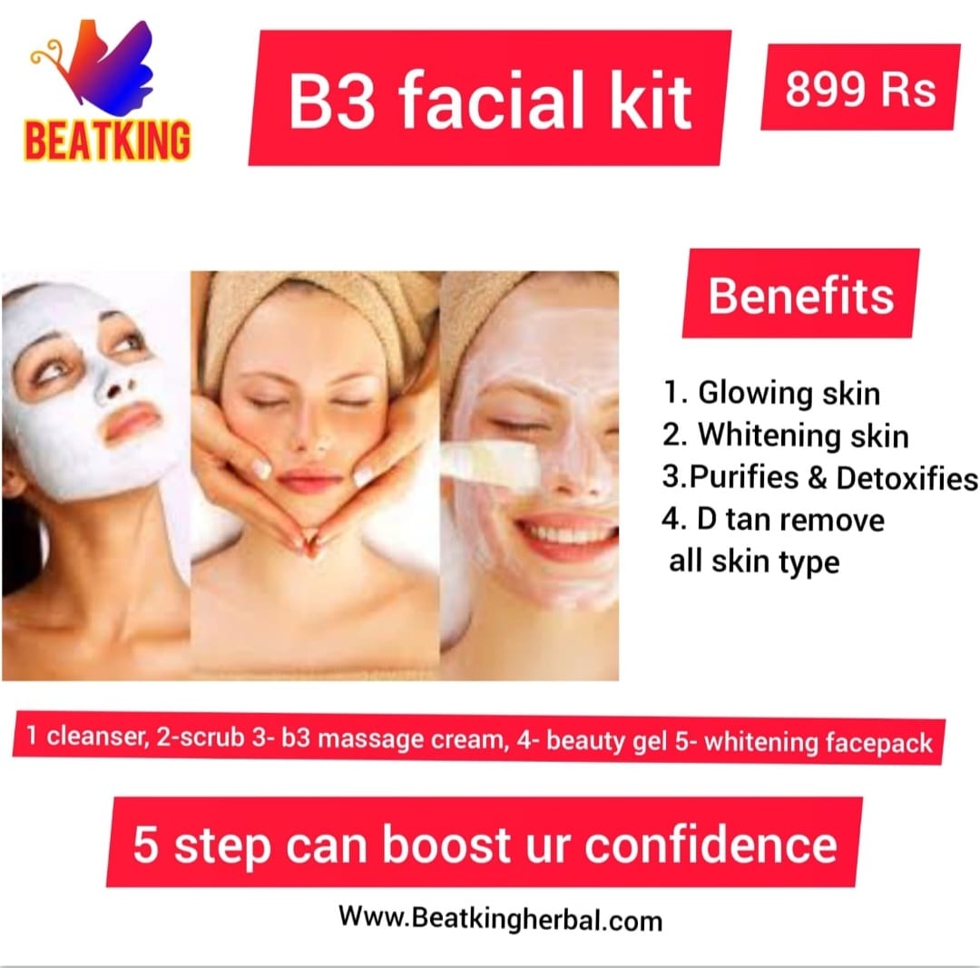 beatking B3 facial kit for whitning skin |pure herbal| no side effects