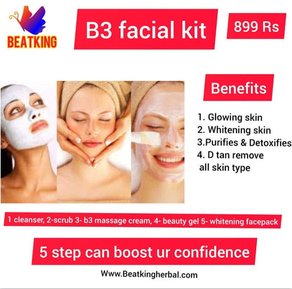 beatking B3 facial kit for whitening skin |pure herbal| no side effects