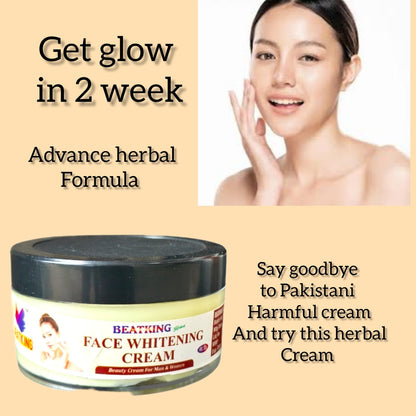 beatking face whitening cream with facewash , reduce dark spot and brightens skin tone 50g