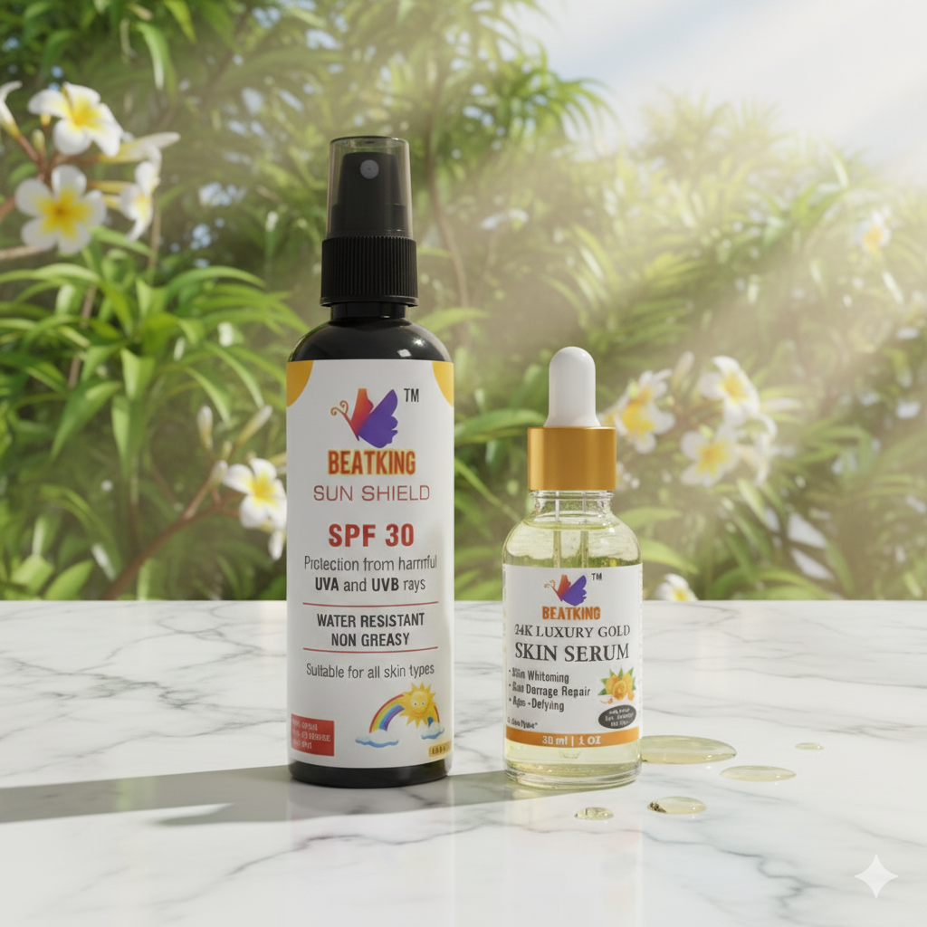 Beatking serum and sunscreen combo