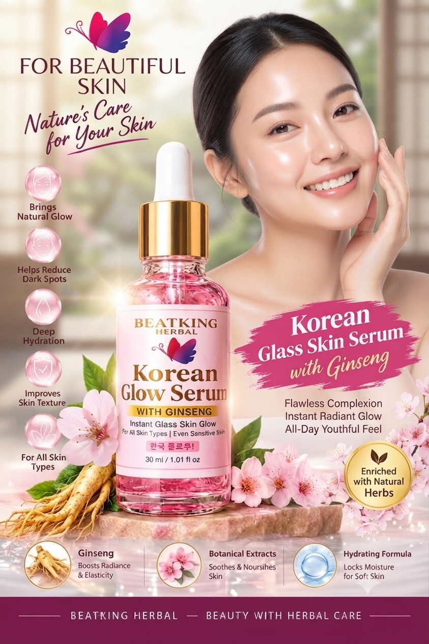 Beatking Herbal Korean Glow Serum – Radiant & Hydrated Skin