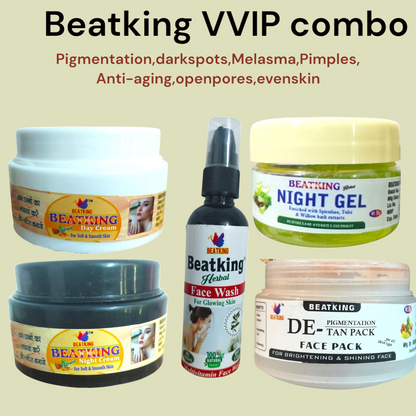 Beatking Vvip combo for Pigmentation,melasma,openpores,darkspot,sunburn,acne| pack of 5