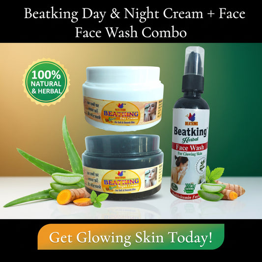 Anti Pigmentation Cream Combo for Melasma, Dark Spots, Wrinkles | Day Night Cream + Facewash | Beatking Herbal