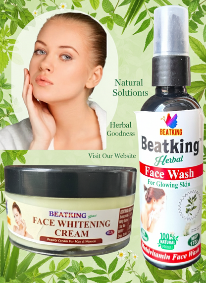 beatking face whitening cream with facewash , reduce dark spot and brightens skin tone 50g